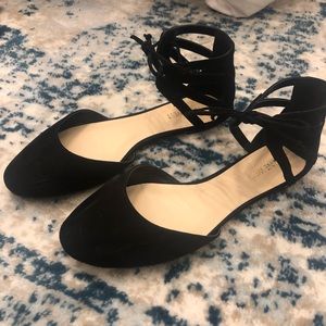 Black Ankle tie Flats